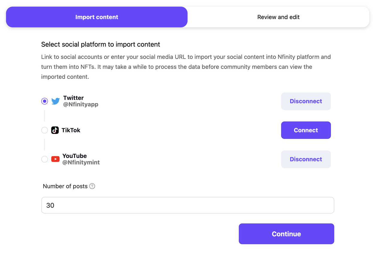 Nfinity.io新版本将支持TikTok和Twitter内容转成NFT-启示财经